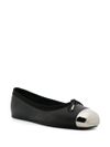 Black nappa ballerinas with rounded toe