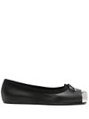 Black nappa ballerinas with rounded toe