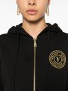 Black zip-up sweatshirt with embroidered logo