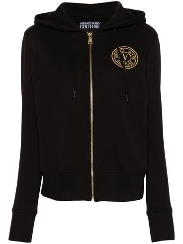 Black zip-up sweatshirt with embroidered logo