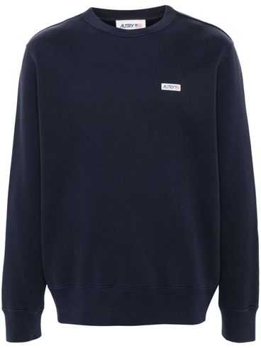 Cotton crewneck sweatshirt with logo print