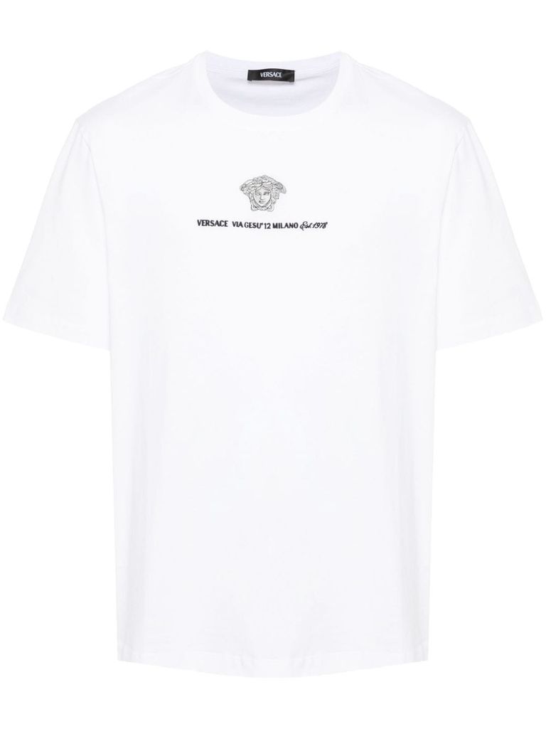 Shop Versace Cotton T-shirt With Printed Logo In White