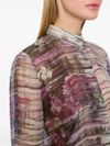 Camicia con stampa artistica grigio e rosa