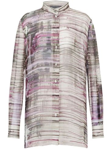 ALBERTA FERRETTI - Gray and pink art print shirt