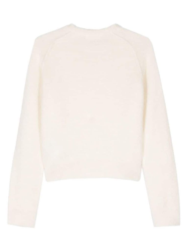 Shop Jil Sander Creamy White Brushed Sweater