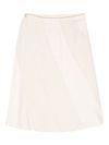 Beige flared skirt with satin inserts