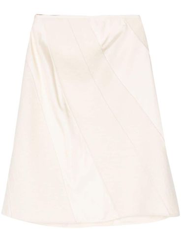 Beige flared skirt with satin inserts