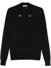 Black wool sweater with pin