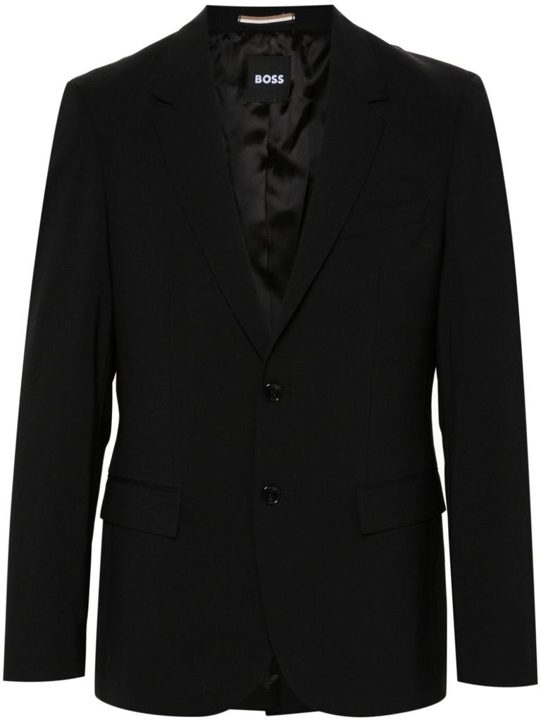 Shop Hugo Boss Houston Blazer In Virgin Wool With Pockets In Black