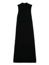 Long black dress in fine wool knit