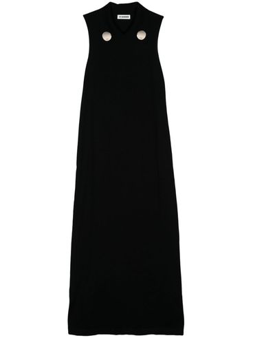 JIL SANDER - Long black dress in fine wool knit