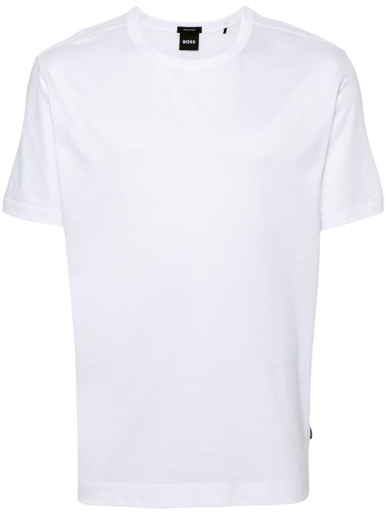 Shop Hugo Boss Thompson Blended T-shirt With Logo In White