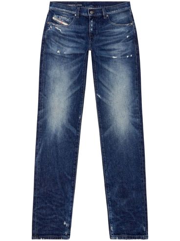 Jeans slim in cotone effetto sbiadito