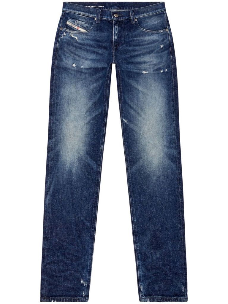 Shop Diesel Slim-fit Jeans In Faded Cotton In Blue