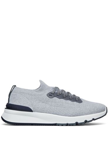 Gray sneakers in stretch cotton