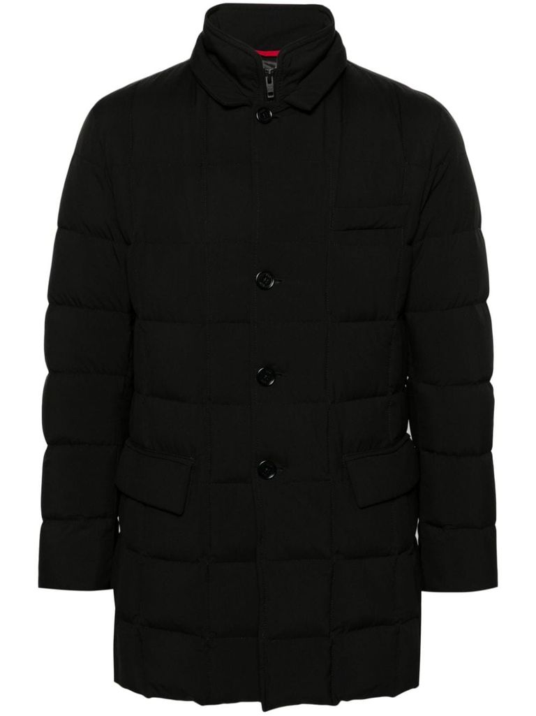 Shop Fay Short Padded Puffer Jacket With High Collar In Black