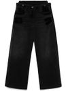 Black Layered Wide Leg Jeans