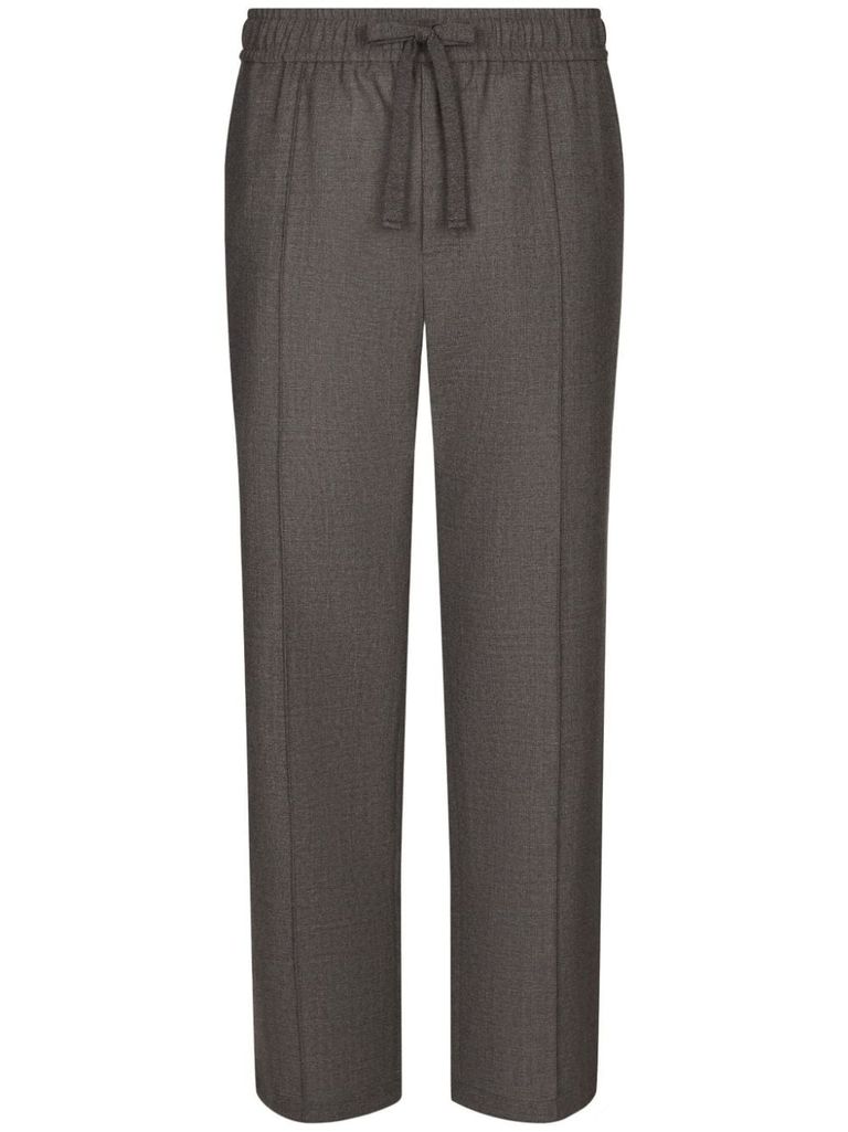 Shop Dolce & Gabbana Wool Joggers With Elastic Waistband In Grey