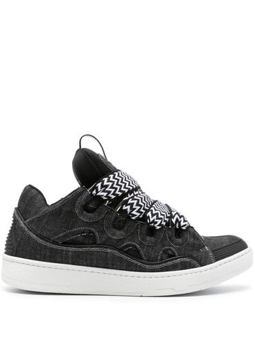 LANVIN - Sneakers Curb in tessuto denim con lacci bianchi e neri