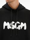 Black cotton hoodie with logo print