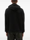 Black cotton hoodie with logo print