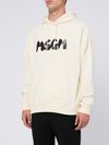 White cotton hoodie with logo print