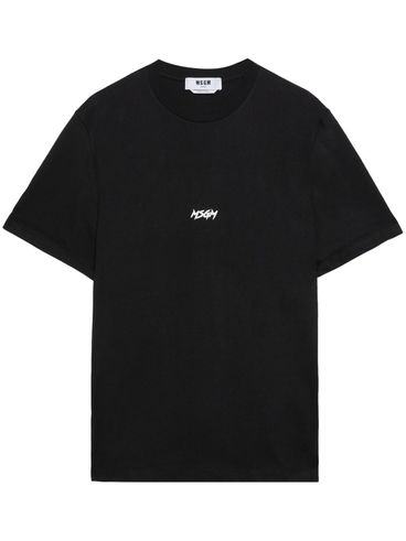 MSGM - Black cotton T-shirt with white logo