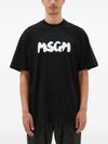 Black cotton T-shirt with logo print