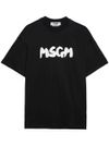 Black cotton T-shirt with logo print