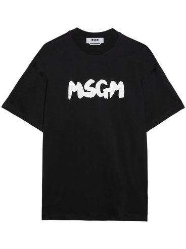 MSGM - T-shirt in cotone nero con stampa logo