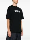 Black cotton T-shirt with white logo