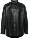 Synthetic leather-look shirt with applied pocket