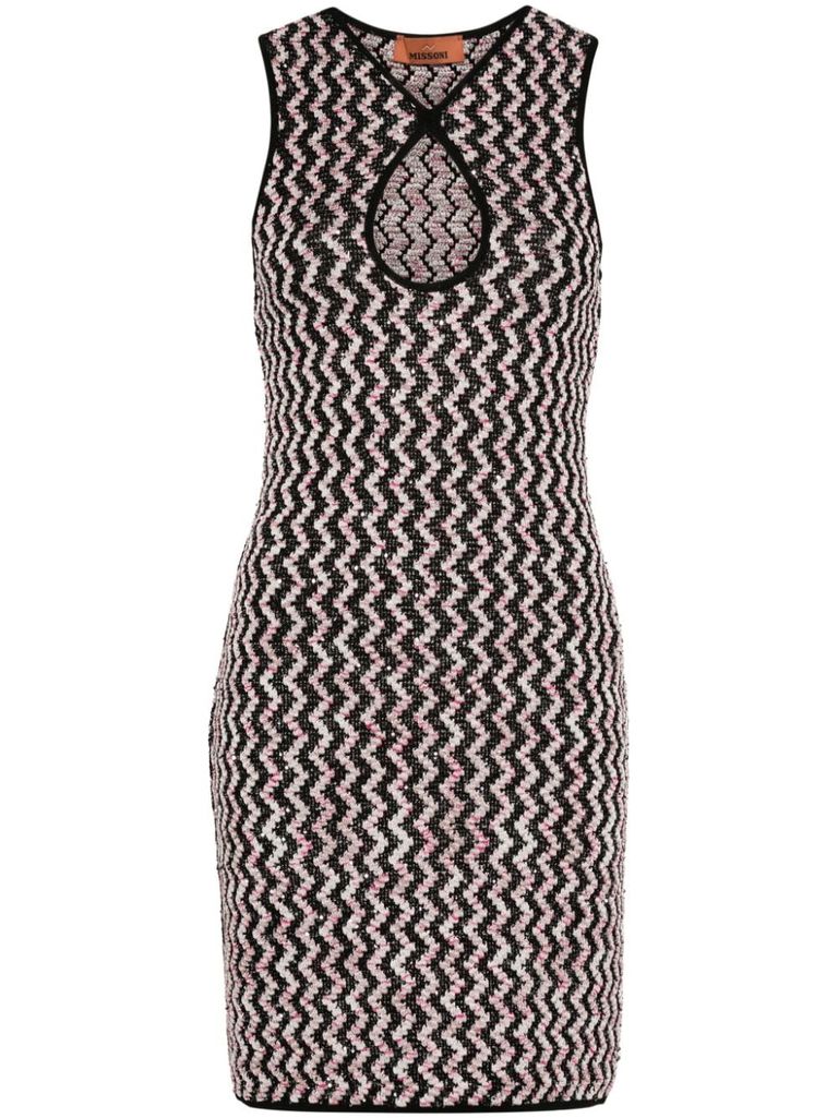 Shop Missoni Zigzag Pattern Mini Dress In Black