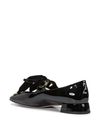 Black ballet flats with a heart-shaped neckline