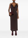 Draped cowl neck midi dress