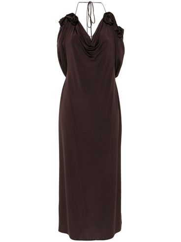 Draped cowl neck midi dress