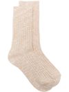 Ribbed cotton blend socks with applied logo