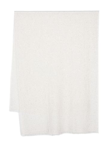 White cashmere scarf with sequins