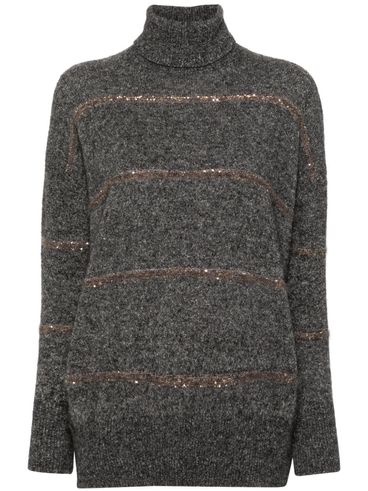 High-neck sweater with sequins