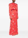 All-over floral print silk gown