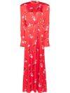 All-over floral print silk gown