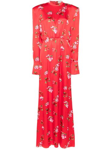 All-over floral print silk gown