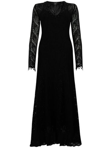 Long black crochet dress