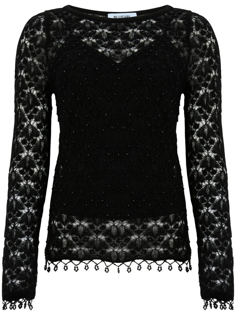 Shop Blugirl Black Crochet Knit Top