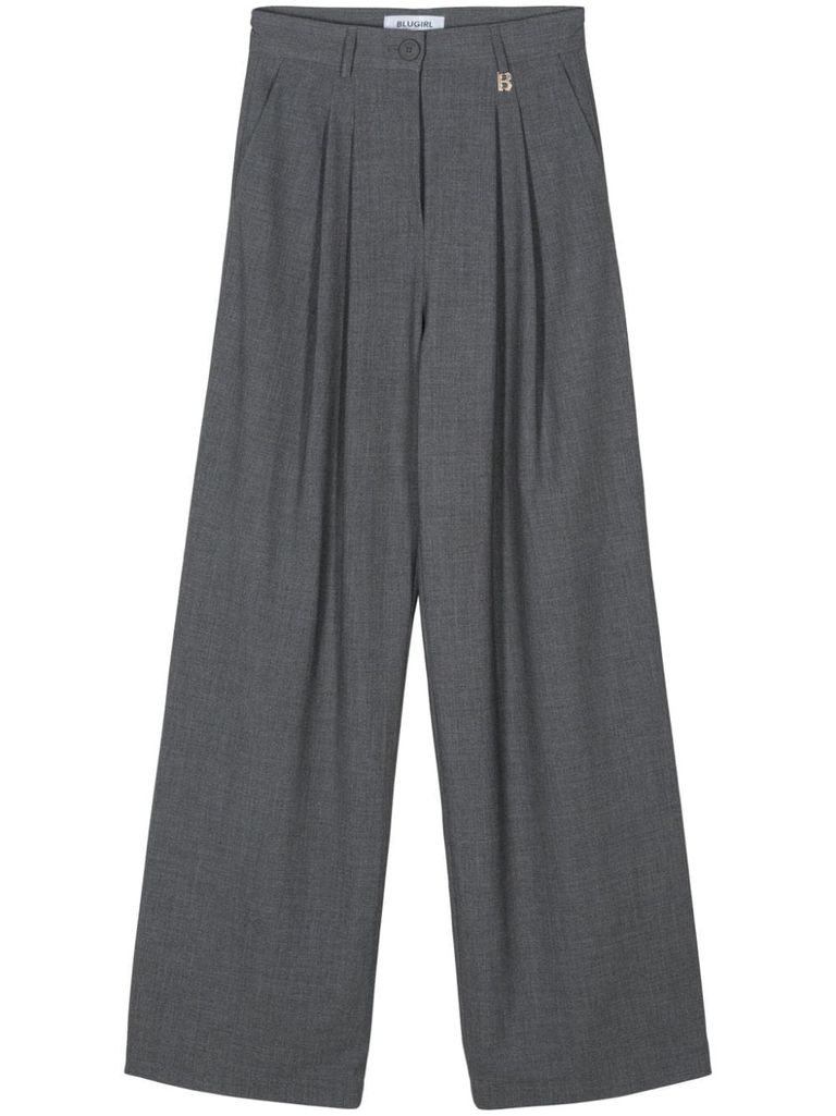 BLUGIRL TAILORED GRAY WIDE-LEG PANTS 