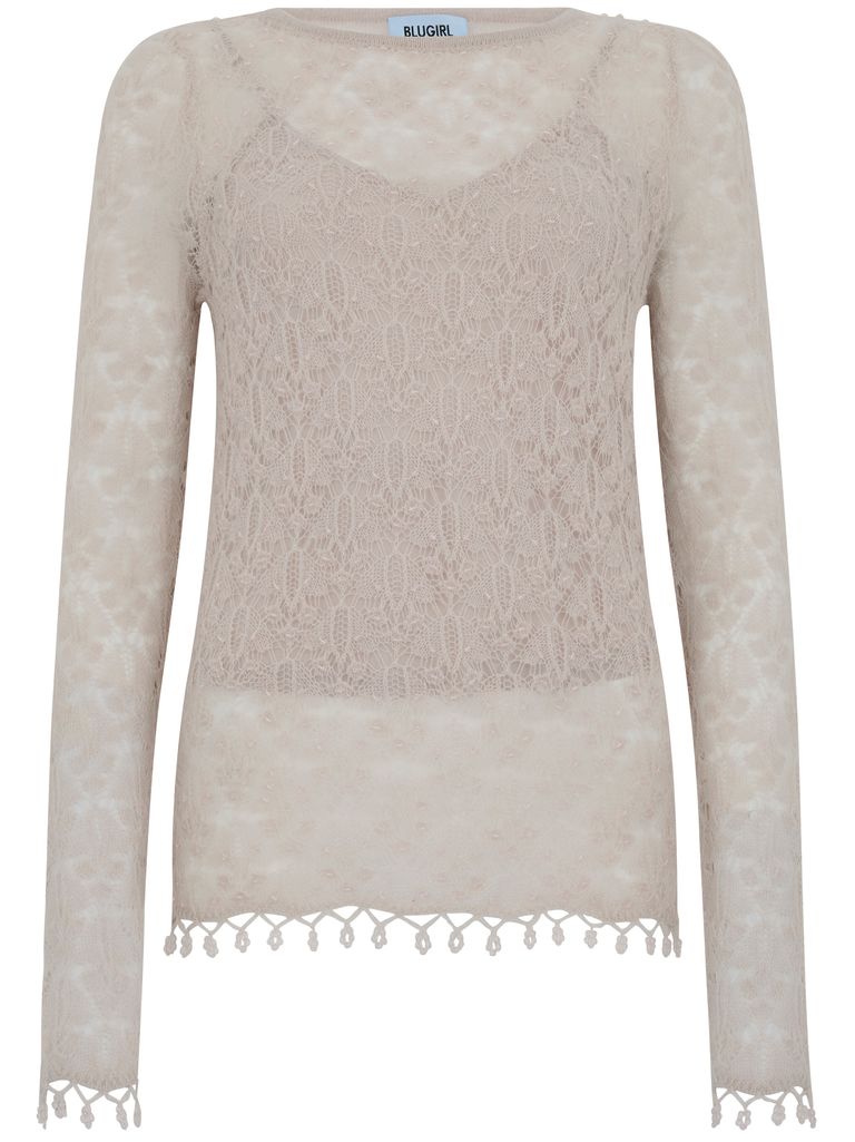 BLUGIRL WHITE CROCHET KNIT TOP 