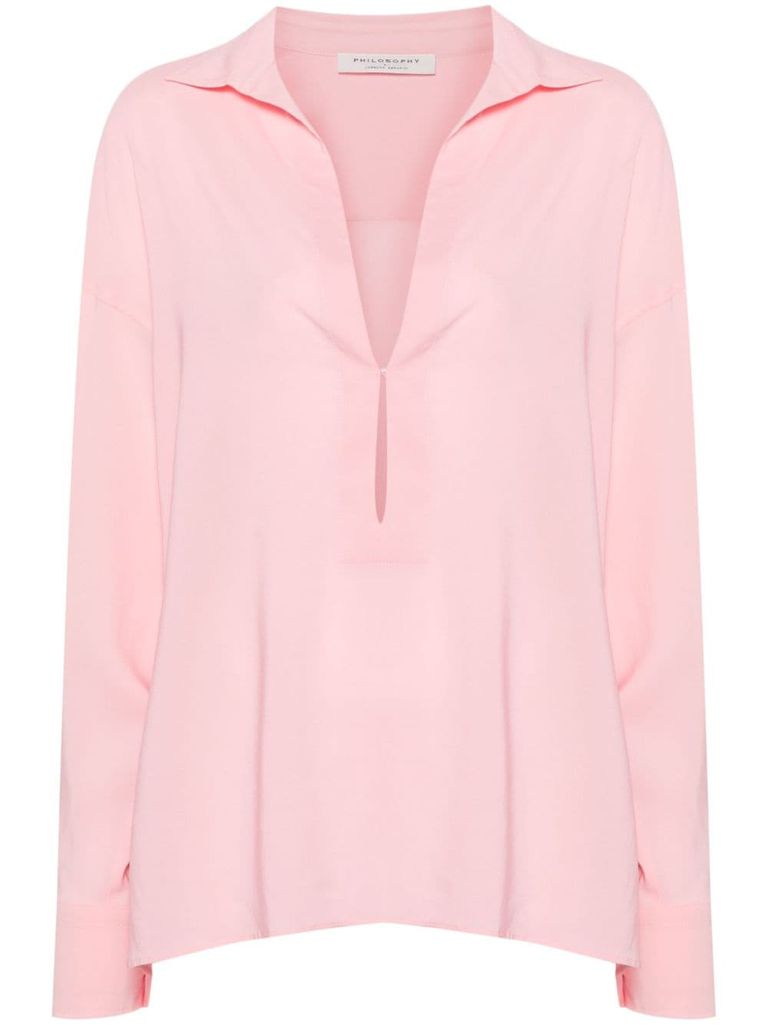 Shop Philosophy Di Lorenzo Serafini Crepe-effect Texture Blouse In Pink