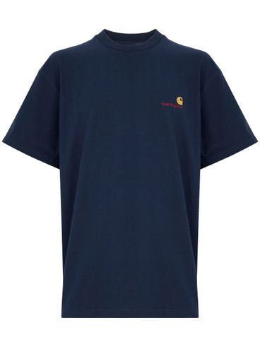 CARHARTT WIP - Blu crewneck T-shirt in cotton