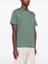 Green cotton T-shirt with applied logo