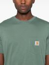 Green cotton T-shirt with applied logo